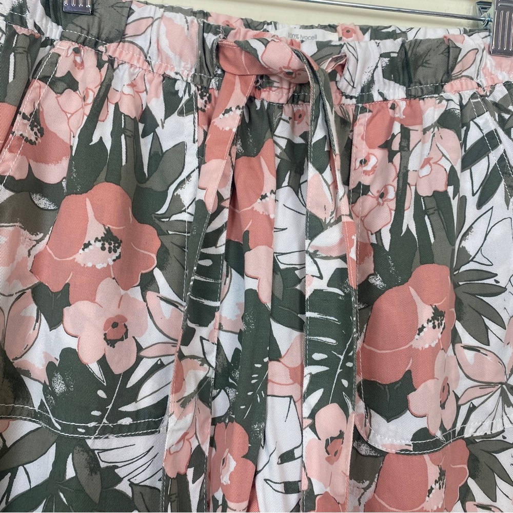 C&C California Floral Drawstring Pants Cuffed Leg Pockets Boho S - Picture 4 of 10